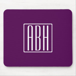 Mousepad Das iniciais do monograma   do branco roxo sobre