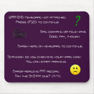 Mousepad das mensagens de erro