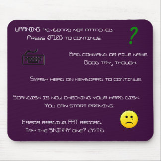 Mousepad das mensagens de erro