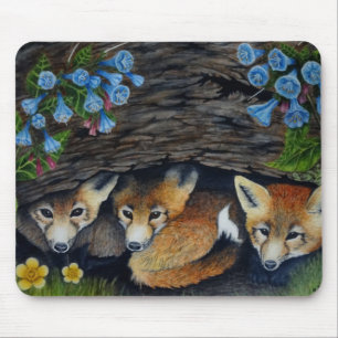 Mousepad das raposas e das flores do bebê