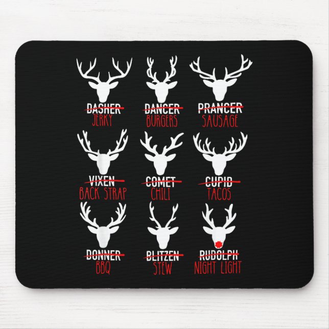 Mousepad Dasher Dancer Prancer &amp; Bourbon Natal Feriado (Frente)