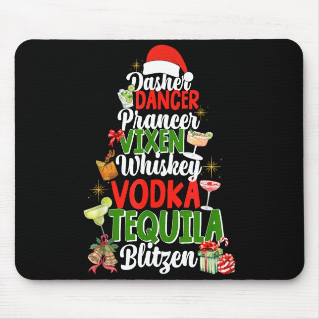 Mousepad Dasher Dancer Prancer Vixen Moscato Vodka Tequila  (Frente)
