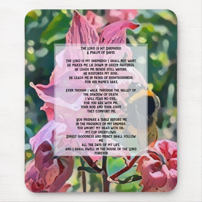 Mousepad David Psalm 23 biblical quote (Frente)