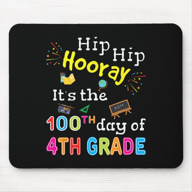 Mousepad Days Of School Gift For Kids Boys 4th Grade Teache (Frente)