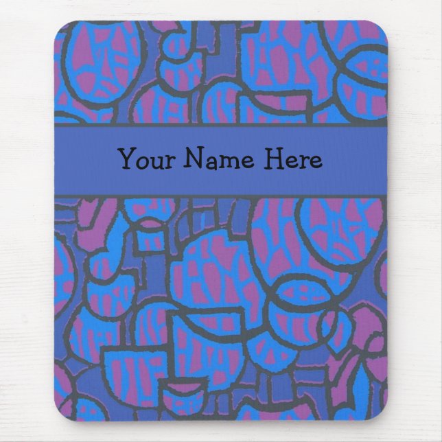 Mousepad de Abstrato Magenta e Azul personalizável (Frente)