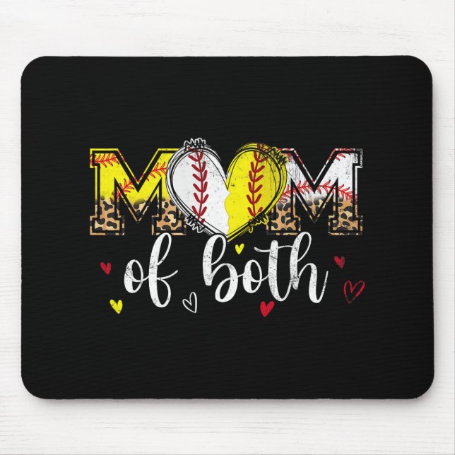 Mousepad De ambas as mães leopardo de beisebol Softball (Frente)