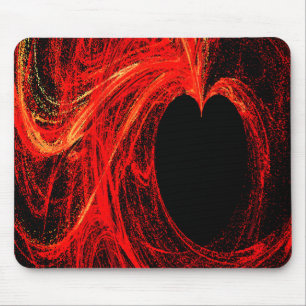 Mousepad de Arte Abstrata de Coração Vermelho e Pr