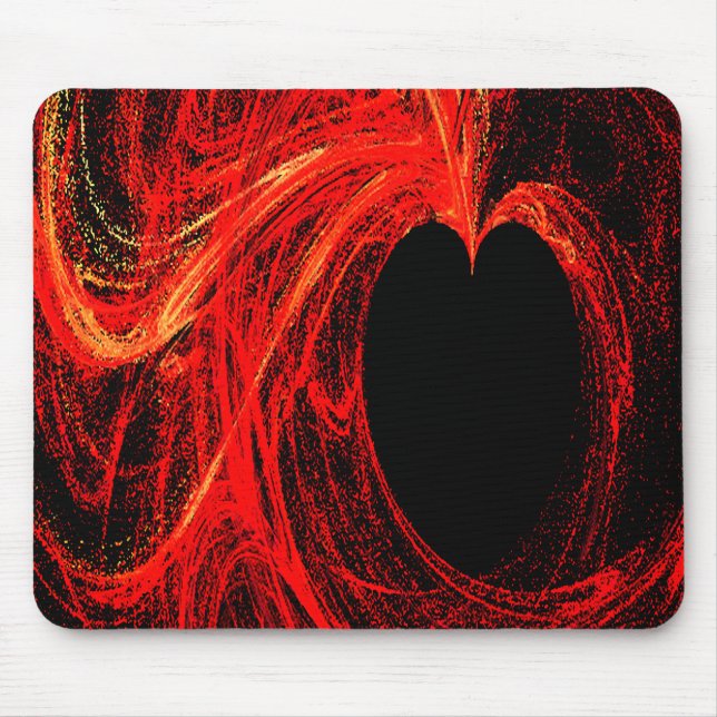 Mousepad de Arte Abstrata de Coração Vermelho e Pr (Frente)