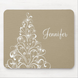 Mousepad de Árvore de Férias Sparkly, Latte