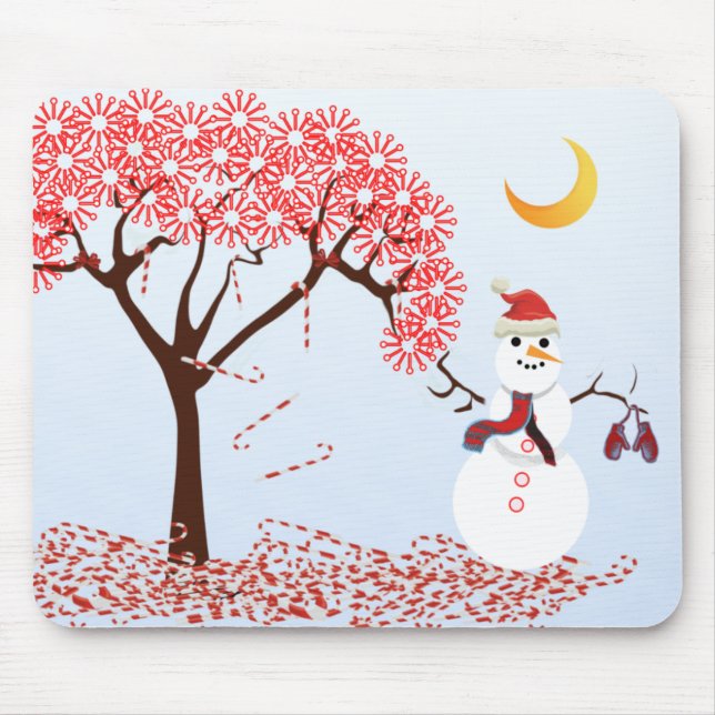 MousePad de Árvore SnowManCandyCane - (Frente)