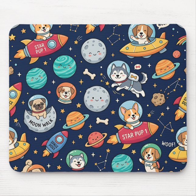 Mousepad de Astronauta Cachorro – Design de Foguet (Frente)