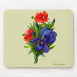 Mousepad De Buquê Da Flor Iris Azul Vintage
