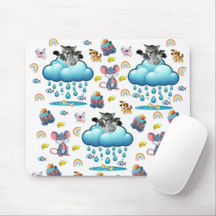 Mousepad de Cachorro Gato Rato Arco-íris Queijo Pe