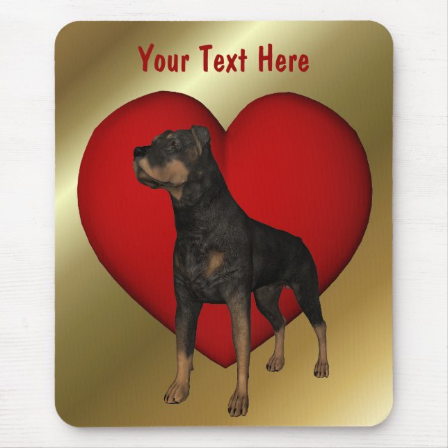 Mousepad de Cachorro Vermelho Rottweiler (Frente)