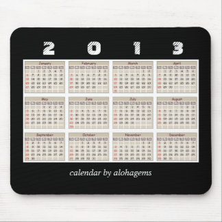 Mousepad de calendário 2013 Simples e Limpo