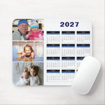 Mousepad de Calendário 2027 com 3 Fotos Personaliz