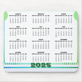 Mousepad de calendário simples e bonito 2025