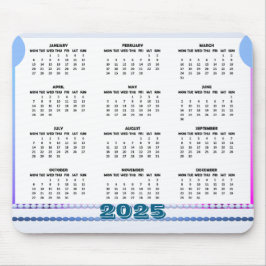 Mousepad de calendário simples e bonito 2025