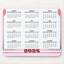 Mousepad de calendário simples e bonito 2025