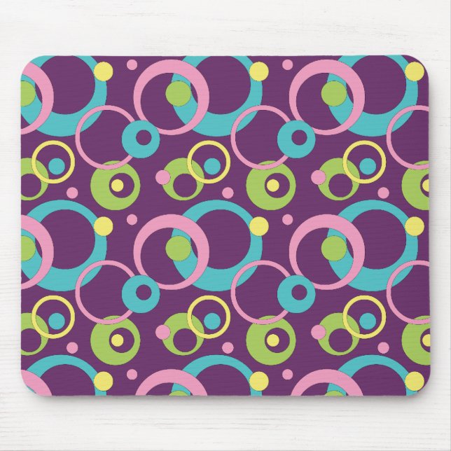 Mousepad de Círculos Roxos Funky (Frente)