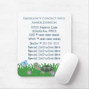 Mousepad de contato de emergência