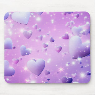 Mousepad de Coração com Brilho Roxo