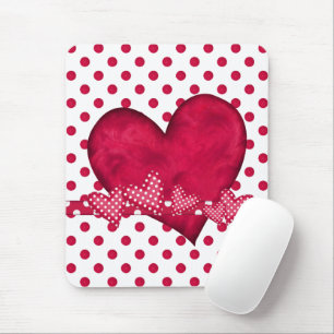 Mousepad de Corações e Pontos Vermelhos