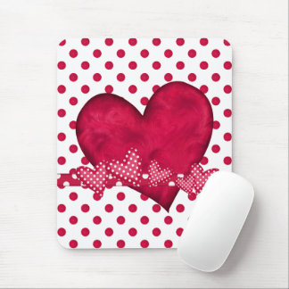 Mousepad de Corações e Pontos Vermelhos