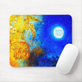 Mousepad de Design Mayan azul e laranja