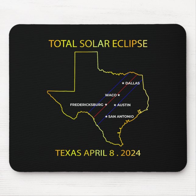 Mousepad De Eclipse Solar 2024 Interative Map Eclips Texas (Frente)