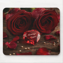 Mousepad de escritório do Dia dos Namorados Rosa V