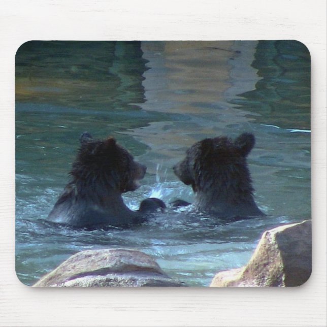 Mousepad de Festa de Natação de Urso Cinzento (Frente)