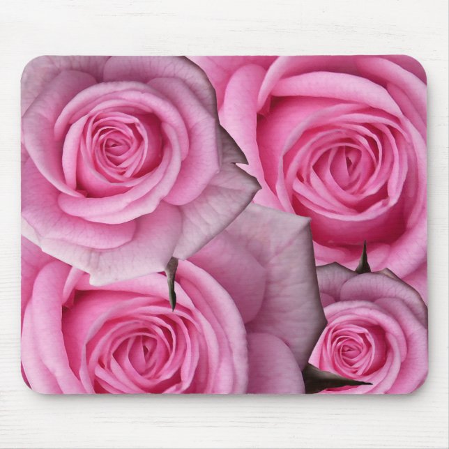 Mousepad de Flores Brancas Decoração de Rosa Branc (Frente)
