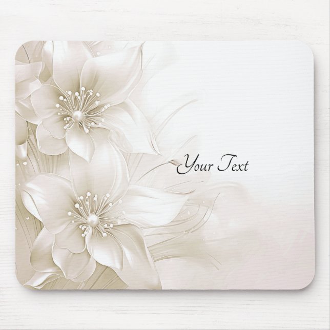 Mousepad de Flores Brancas Marfim (Frente)