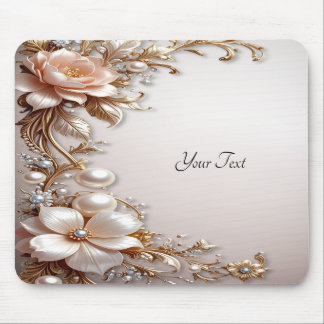 Mousepad de Flores Rosa Suave e Brancas