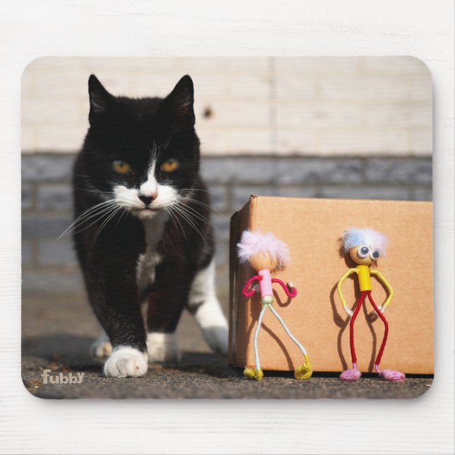 Mousepad De Fubby's verstoppen zich voor de kat Ping. (Frente)