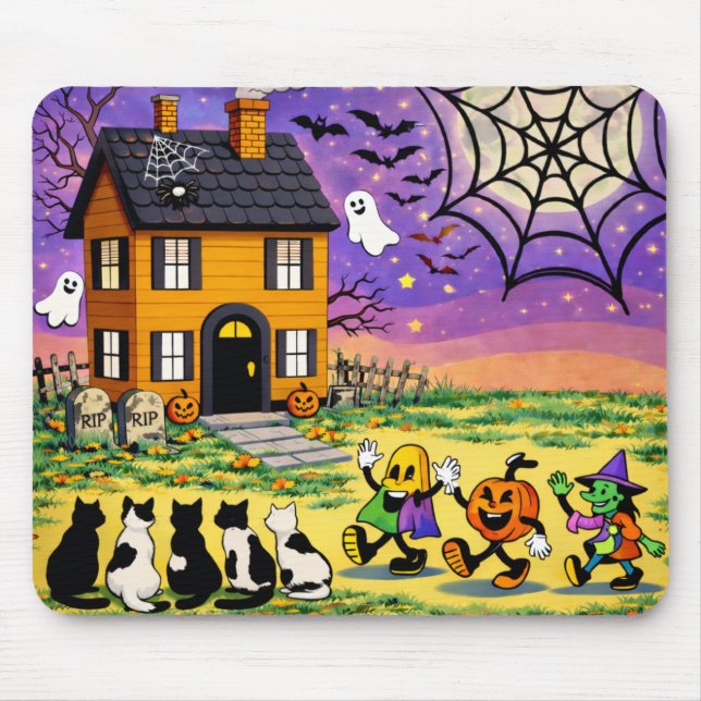 Mousepad de Halloween Casa Assombrada (Frente)
