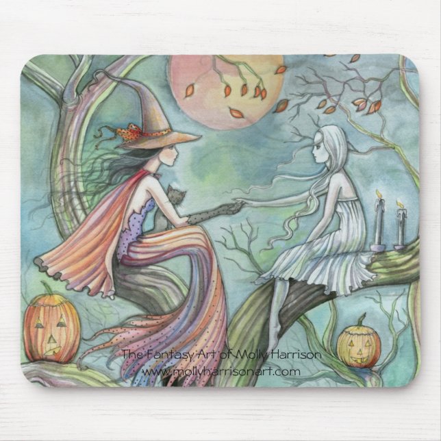 Mousepad de Halloween, 'Conexão Atemporal'  Bruxa (Frente)