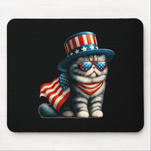 Mousepad De Julho Cat American Flag Cat Lover Meowica Indep