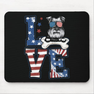 Mousepad De Julho Decor Patriótico Amor Schnauzer Cão Usa F