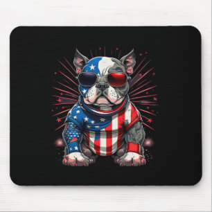 Mousepad De Julho Patriótico Americano Bully Dog Bandeira U