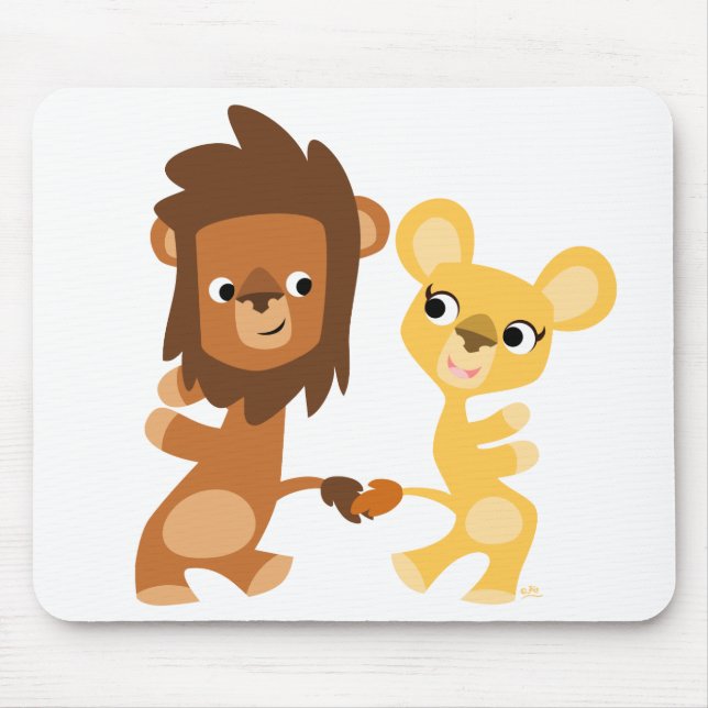 Mousepad de Leão e Leoa de desenho animado dançand (Frente)
