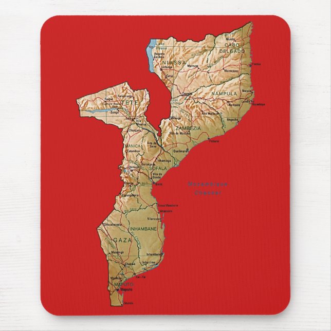 Mousepad de Mapa de Moçambique (Frente)