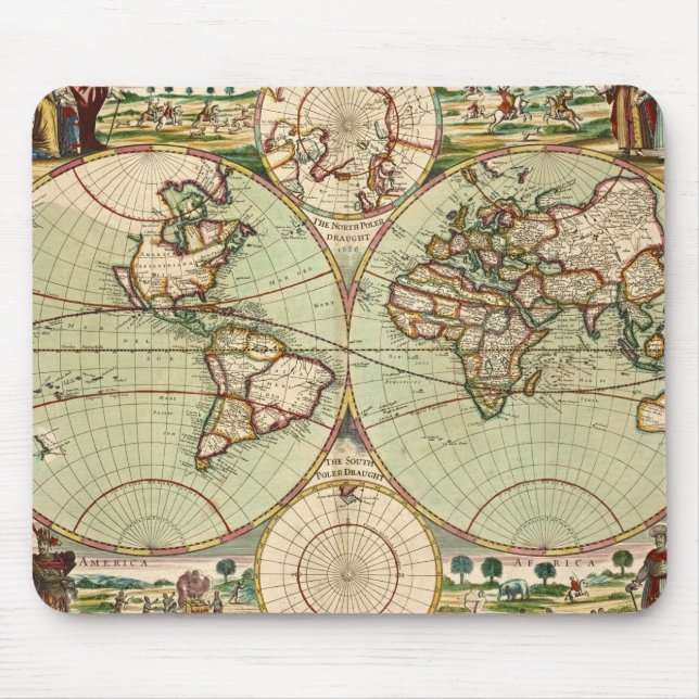 Mousepad de Mapa do Mundo Antigo e Antigo (Frente)