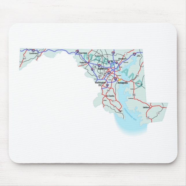 Mousepad de Mapa Interestadual de Maryland (Frente)