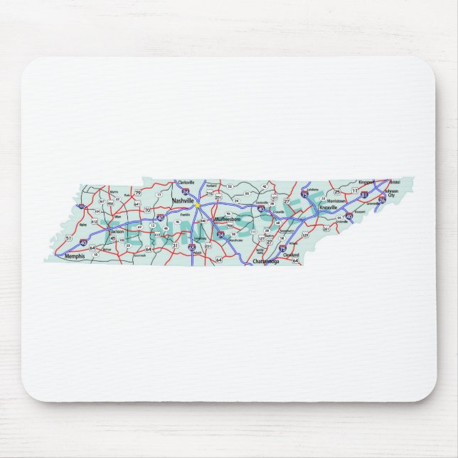 Mousepad de Mapa Interestadual do Tennessee (Frente)