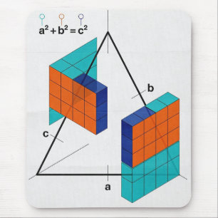 Mousepad de Matemática do Teorema de Pitágoras 3D