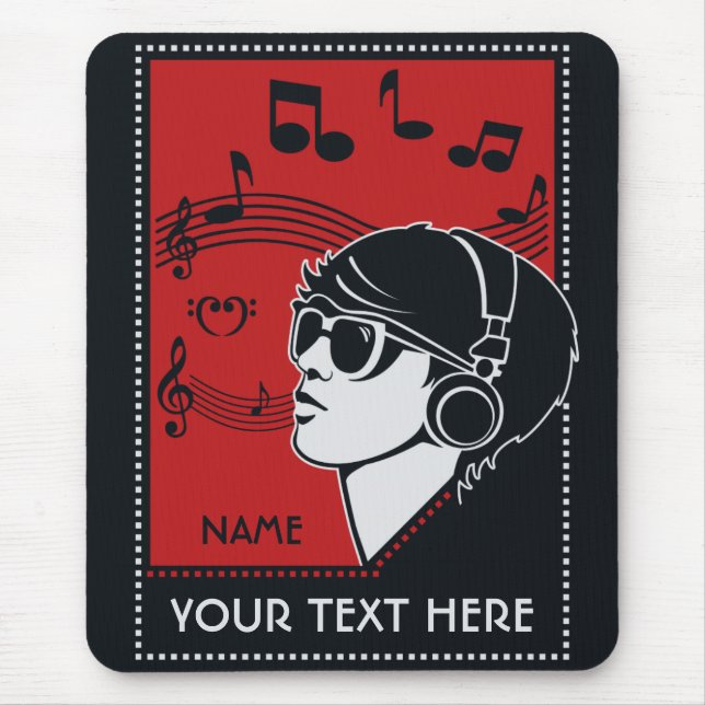 Mousepad de Música Deco de Texto Personalizado (Frente)