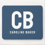 Mousepad de Nome Azul Sério de Cor de Tendência<br><div class="desc">Apresentando a cor da tendência: Azul grave. Mousepad moderno e elegante com monograma personalizável de duas letras e nome em uma fonte minimalista. Seu design simples e limpo em uma cor sólida oferece um apelo intemporal e clássico. Explore nossas cores de tendência para mais produtos da mesma cor ou descubra...</div>