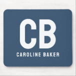 Mousepad de Nome Azul Sério de Cor de Tendência<br><div class="desc">Apresentando a cor da tendência: Azul grave. Mousepad moderno e elegante com monograma personalizável de duas letras e nome em uma fonte minimalista. Seu design simples e limpo em uma cor sólida oferece um apelo intemporal e clássico. Explore nossas cores de tendência para mais produtos da mesma cor ou descubra...</div>